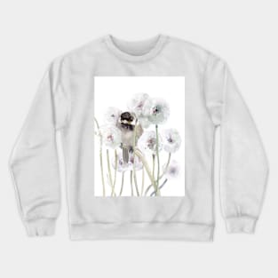 Dandelions and Chickadee Bird Crewneck Sweatshirt